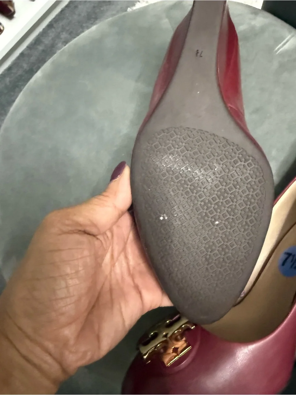 Tory Burch Burgundy Leather Logo  Never Worn